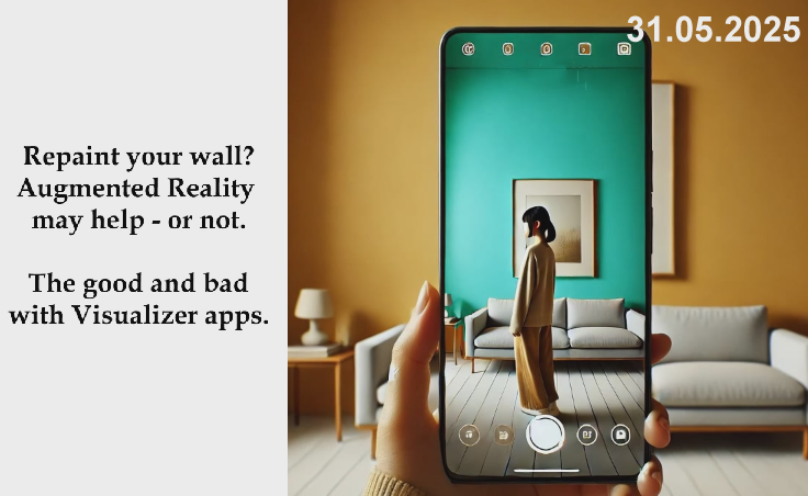 31.05.2025 Color accuracy in Augmented Reality applications is often not good. I demonstrate this with so-called Visualizer apps from paint companies.